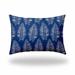 HomeRoots 14" X 20" Blue And White Zippered Tropical Lumbar Indoor Outdoor Pillow - 18