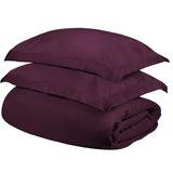 HomeRoots Plum King Cotton Blend 400 Thread Count Washable Duvet Cover Set