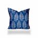 HomeRoots 18" X 18" Blue And White Zippered Tropical Throw Indoor Outdoor Pillow Cover - 4