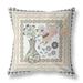 HomeRoots 20" X 20" White And Green Bird Blown Seam Floral Indoor Outdoor Throw Pillow - 22