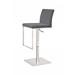 HomeRoots 41" Grey Faux Leather And Stainless Steel Swivel Low Back Adjustable Height Bar Chair With Footrest - 16