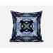 HomeRoots 20" X 20" Peacock Blue Light Blue Geometric Zippered Suede Throw Pillow