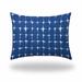 HomeRoots 12" X 16" Blue And White Blown Seam Gingham Lumbar Indoor Outdoor Pillow - 18