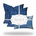 HomeRoots Set Of Three 20" X 20" Blue And White Zippered Coastal Throw Indoor Outdoor Pillow - 19