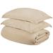 HomeRoots Ivory King Cotton Blend 400 Thread Count Washable Duvet Cover Set