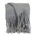 HomeRoots Gray Knitted Acrylic Solid Color Reversable Throw