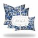 HomeRoots Set Of Three 20" X 20" Blue And White Enveloped Coastal Throw Indoor Outdoor Pillow - 19