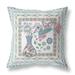 HomeRoots 28" X 28" White And Blue Bird Blown Seam Floral Indoor Outdoor Throw Pillow - 30