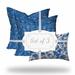 HomeRoots Set Of Three 20" X 20" Blue And White Enveloped Coastal Throw Indoor Outdoor Pillow - 19