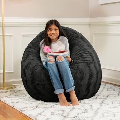 Jaxx Cocoon 4 Foot Kids Bean Bag Chair and Crash Pad - Faux Fur