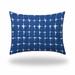 HomeRoots 12" X 16" Blue And White Zippered Gingham Lumbar Indoor Outdoor Pillow - 18