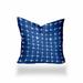 HomeRoots 14" X 14" Blue And White Blown Seam Gingham Throw Indoor Outdoor Pillow - 18