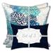 HomeRoots 18" X 18" Blue And White Blown Seam Floral Throw Indoor Outdoor Pillow - 18.25