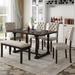 6-Piece Dining Table & Chair Set with Curved Legs Soft Cushion Backs Chair & Bench, Wooden Kitchen Table Set for Dining Room