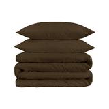 HomeRoots Dark Brown King Cotton Blend 1500 Thread Count Washable Duvet Cover Set