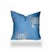 HomeRoots 14" X 14" Blue And White Crab Enveloped Coastal Throw Indoor Outdoor Pillow - 18