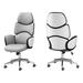 HomeRoots Grey Leather Look High Back Executive Office Chair - 25