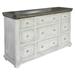 HomeRoots 62" Gray and Ivory Solid Wood Nine Drawer Triple Dresser