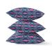 HomeRoots 28" X 28" Indigo And Pink Blown Seam Geometric Indoor Outdoor Throw Pillow - 30