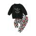 Newborn Baby Boys 2PCS Halloween Pants Sets Long Sleeve Pumpkin Pie Print Sweatshirt Tops and Pumpkin Plaid Drawstring Print Pants Sets