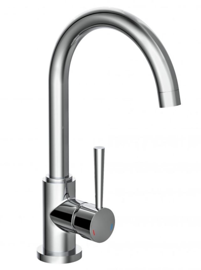 Schütte Spültischarmatur Cornwall Gebogen Chrom mit hohem Rundbogenauslauf und 360° Schwenkbereich Wasserhahn Image