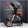 KITCISSL Baby Stroller Carriage for Newborn, 2 in 1 Adjustable High View Baby Pram Stroller Upgraded Infant Pushchair Toddler Strollers with Rain Cover, Mosquito Net, Footmuff (Color : Gray B)