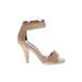 Jeffrey Campbell Ibiza Last Heels: Strappy Chunky Heel Cocktail Party Tan Print Shoes - Women's Size 7 1/2 - Open Toe