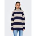 Rollkragenpullover ONLY "ONLIBI LS LONG ROLLNECK CC KNT" Gr. XL (42), blau (weathered teak stripes:maritime blue) Damen Pullover Rollkragenpullover