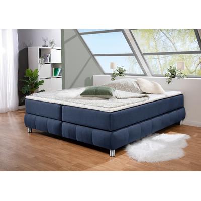 Boxspringbett ANDAS "Salo", blau, B:166cm L:206cm, Komplettbetten, Boxspringbett, Ohne Kopfteil, inkl. Topper, auch in Überlänge 220 cm Image