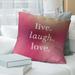 East Urban Home Handwritten Live Laugh Love Quote Pillow Polyester/Polyfill/Cotton Blend in Indigo | 20 H x 20 W x 3 D in | Wayfair