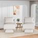 Barrel Chair - Wade Logan® Asifa Upholstered Swivel Barrel Chairs Bouclé in White/Brown | 31.1 H x 25.2 W x 26.18 D in | Wayfair