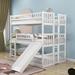 Harshveer Full over Full over Full Triple Bunk Bed by Harriet Bee, Wood in White | 76.5 H x 57.9 W x 78.7 D in | Wayfair