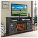 Gracie Oaks Zaleia 60" W Storage Credenza w/ Electric Fireplace Included Wood/Glass/Metal in Brown | 32 H x 60 W x 15.75 D in | Wayfair