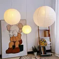 Lampe LED Suspendue Japonaise Moderne Noguchi Yong en Papier de Riz Akari Lustre de Plafond pour
