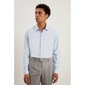 Mens Blue Slim Fit Textured Performance Shirt