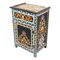 Orientalische Handbemalte Kommode Schwarz Vollholz | Marokkanische Handgefertigte Nachttisch Vintage-Stil | Asiatisches Sideboard Lowboard