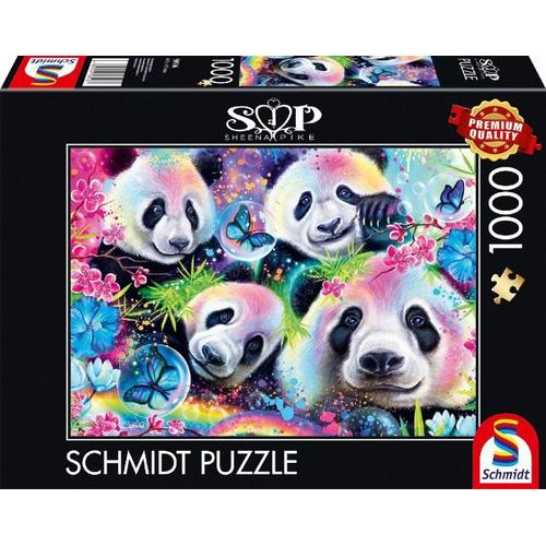 Schmidt 58516 – Sheena Pike, Neon Blumen-Pandas, Puzzle, 1000 Teile – Schmidt Spiele