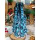 XLarge Colorful And Unique Hand carved candle - Turquoise Christmas candle - Perfect Christmas gift and Christmas decor