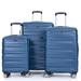 3 Piece Luggage Sets PC Expandable Suitcase with TSA Lock, (21/25/29) Dark Blue