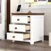 Coffee Side Table Wooden Nightstand End Table with 2 USB Ports and Standard Plug Outlets End Table with 3 Drawers for Bedroom