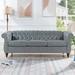 Rolled Arm Chesterfield Silver Studs Trim Sofa Couch, Modern 3-Seater Leather Loveseat Sofa with Wood Legs and Seat Cushions