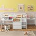 Multi-Functional Twin Size Low Loft Bed Built-in Desk with 2 Drawers, Wooden Loft Bed with Lateral Portable Desk for Kids