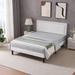 Upholstered Platform Bed Frame with Adjustable Headboard, Velvet Nailhead Trim, No Box Spring Needed