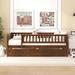 Full Daybed Wood Bed w2 Drawers,Fence-Shaped Guardrail for Kids,Walnut