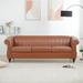 83 inch PU Leather Chesterfield Sofa with Nailhead Trim and Seat Cushions, Classic 3-Seater Sofa Couch for Living Room, Bedroom