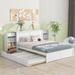 Queen Size Designs Platform Bed with Trundle and Pull Out Storage Shelves, Wood Bed Frame with Storage Headboard,, White