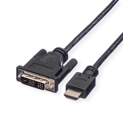 ROLINE Kabel DVI (18+1) ST - HDMI ST, schwarz, 10 m Image