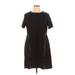 The Limited Casual Dress - Mini Crew Neck Short sleeves: Black Print Dresses - Women's Size 1X