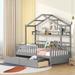 Wooden Twin Size House Bed with 2 Drawers,Kids Bed with Storage Shelf & Wood Slat Support for Kids, Teens, Girls, Boys
