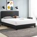 Queen Size Platform Bed Frame with Adjustable Headboard, Black